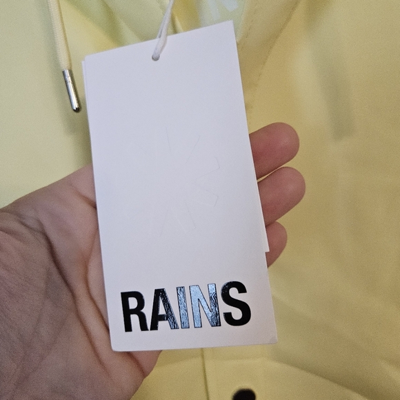 Rains Longer Jacket Straw Yellow Unisex Casual Classic Button Closure Hooded - Picture 13 of 15